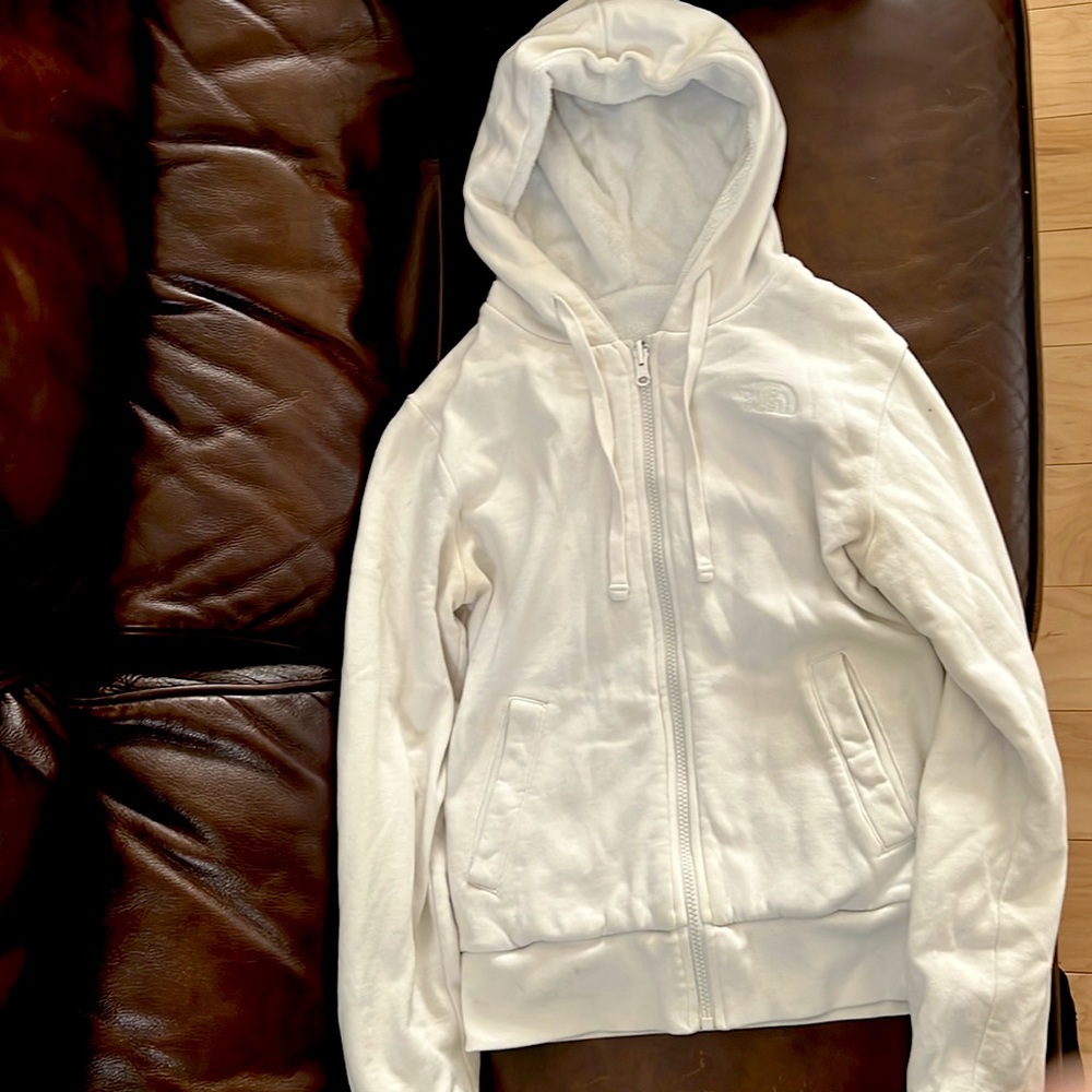 Used White north face zip up